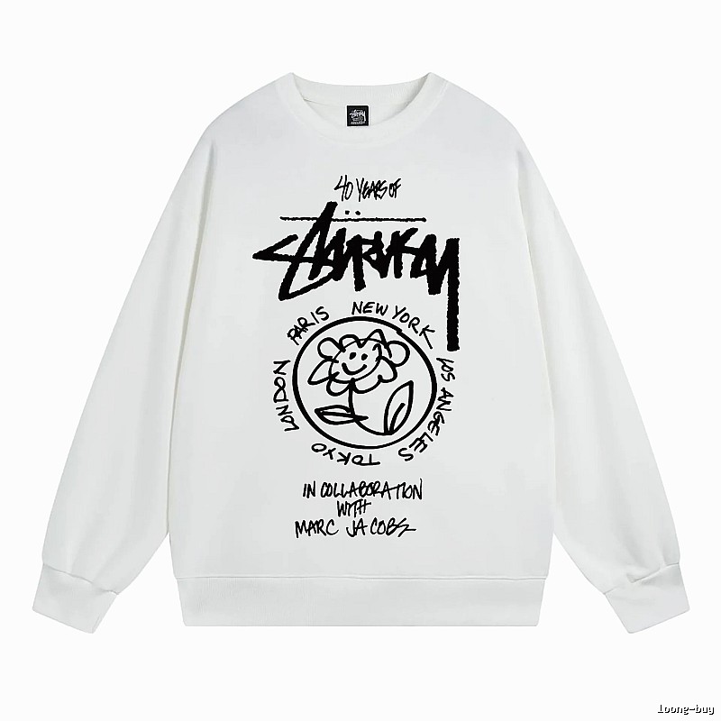 Stussy White Style 539 Graphic SweatShirt Airport Outfit