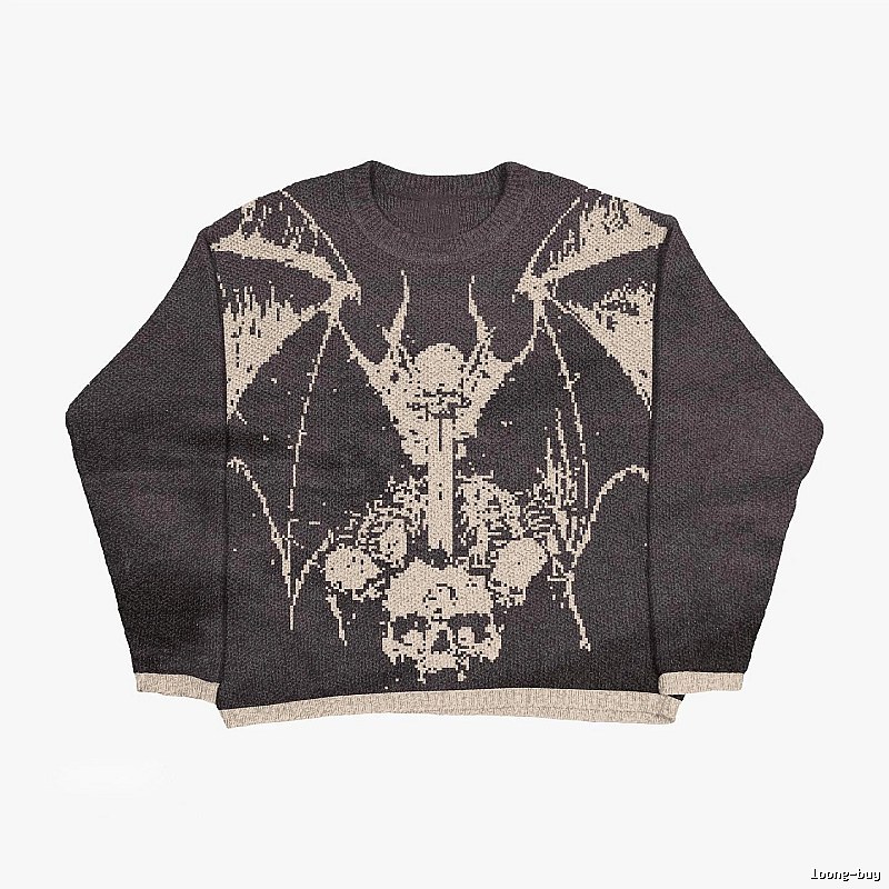Summer Anime graphic sweater Black Knit Top with Bold Graphic