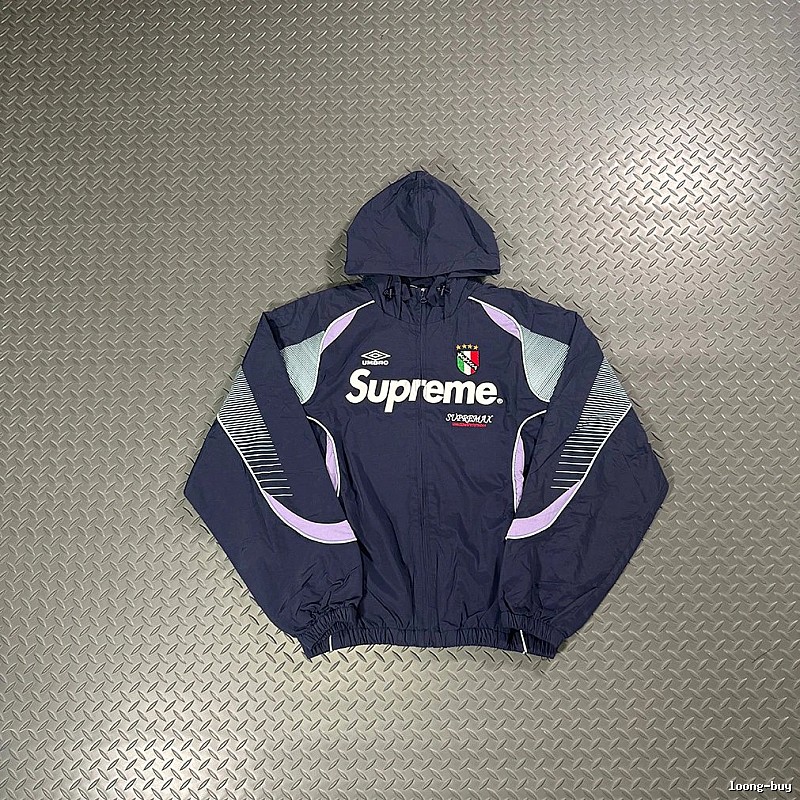 Supreme Navy Purple Hooded Track Jacket