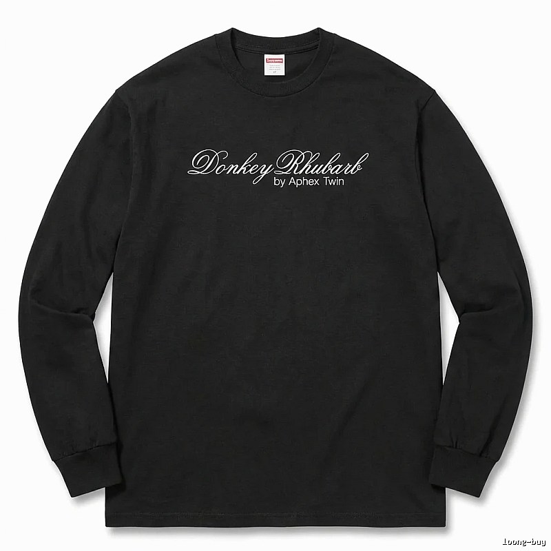 Supreme Print Retro Style Black Long-sleeve Shirt