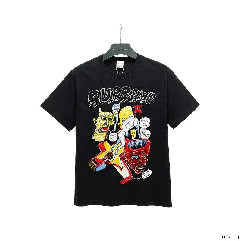Supreme x Graffiti Collab Street Style Black T-Shirt