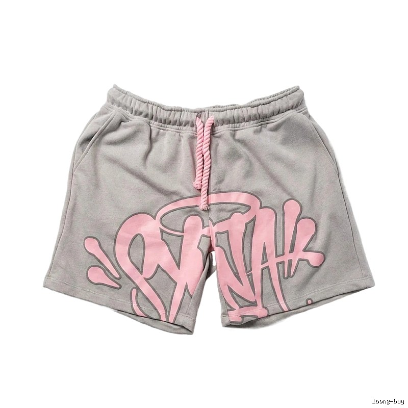 SynaWorld graffiti-style gray shorts