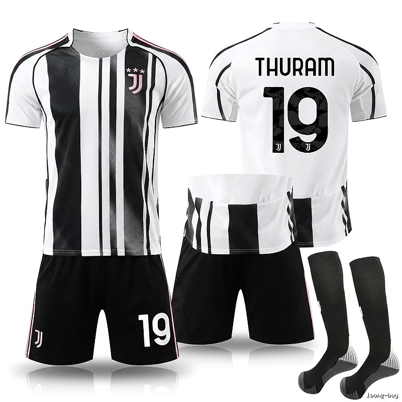 The black and white striped football jersey of Juventus.