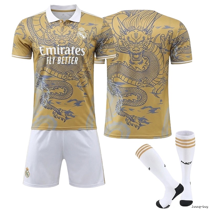 The dragon-patterned golden jersey of Real Madrid.