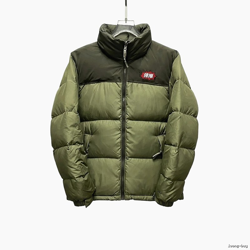 The North Face double - color green down jacket
