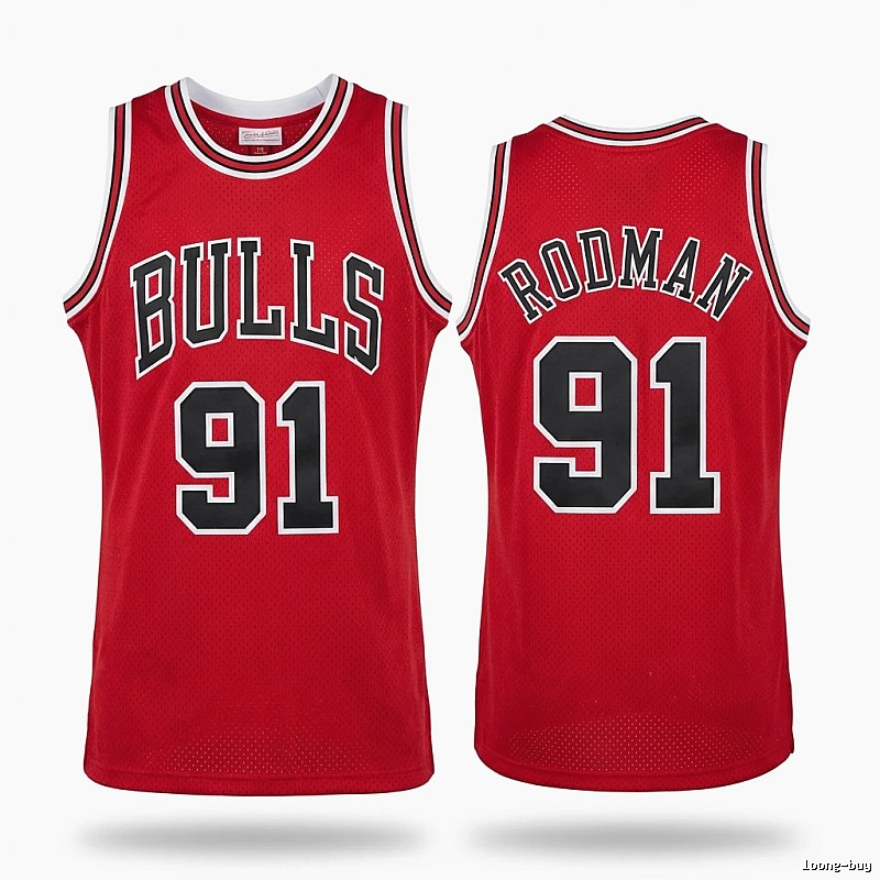 The red jersey of Dennis Rodman of the Michael Jordan.