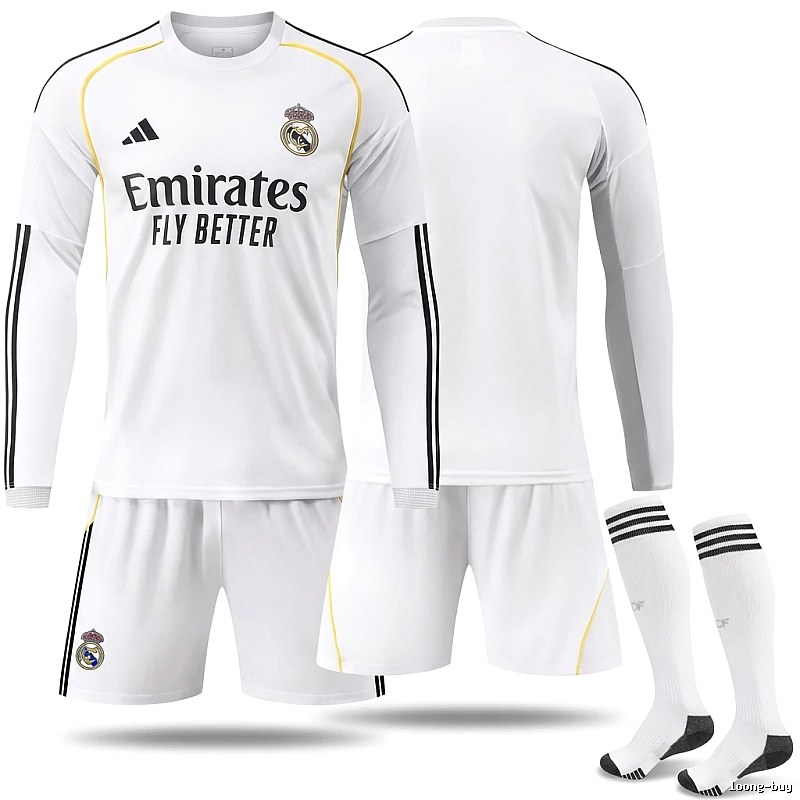 The sporty white jersey of Real Madrid.