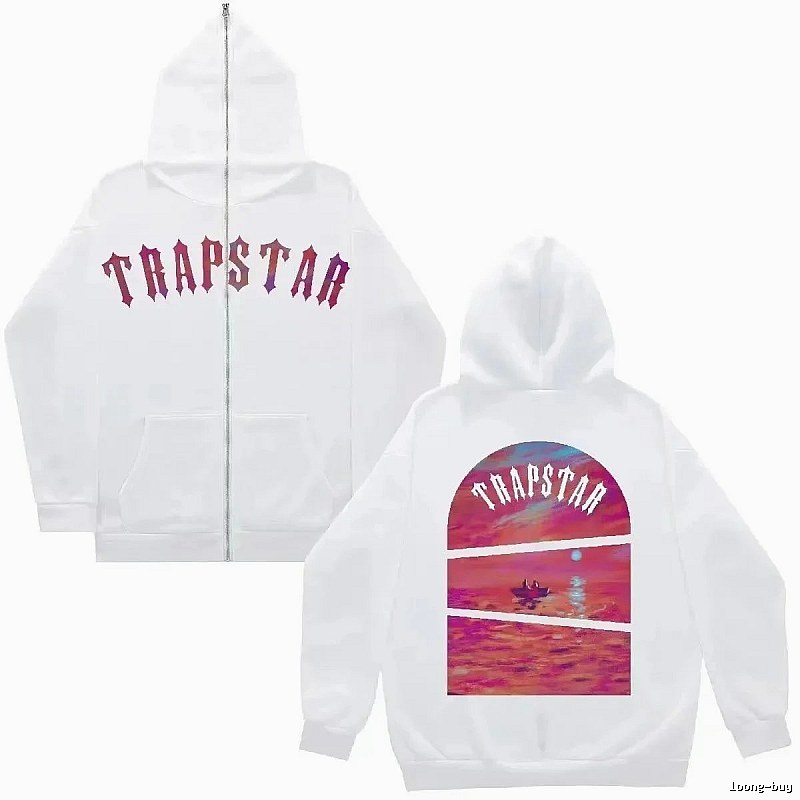 Trapstar Travel Graphic zip hoodie Black Zip Pink with Modern Look