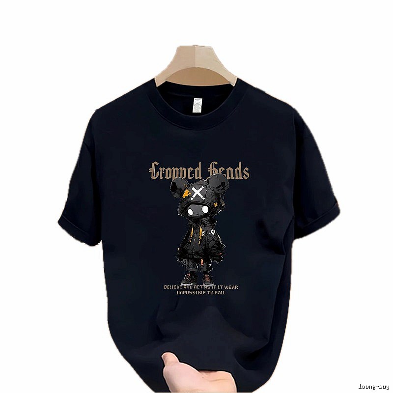 Trendy Brand Gloomy Bear Street Style Navy Blue Short-Sleeve T-Shirt