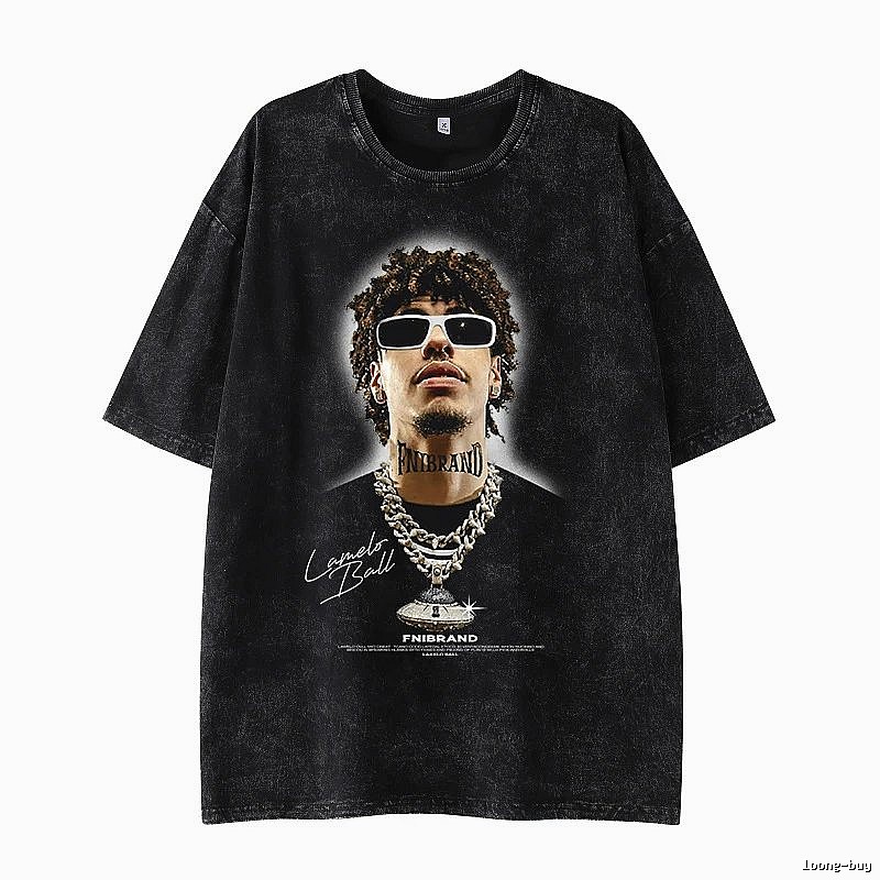 Tupac Daily Portrait graphic T-shirt Black Tupac Collage for City Outfits
