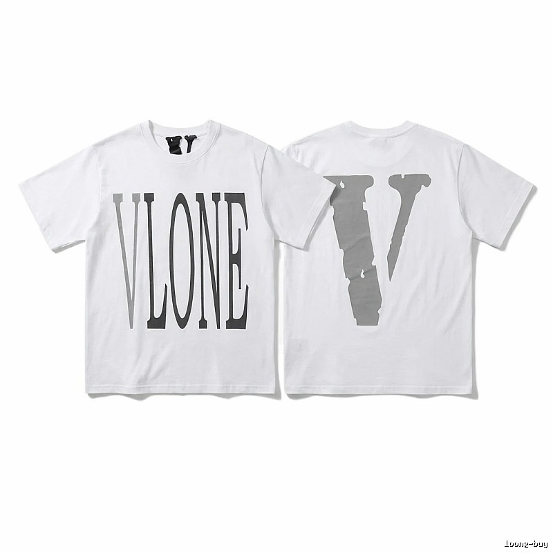 Vlone letter print simple white T-shirt