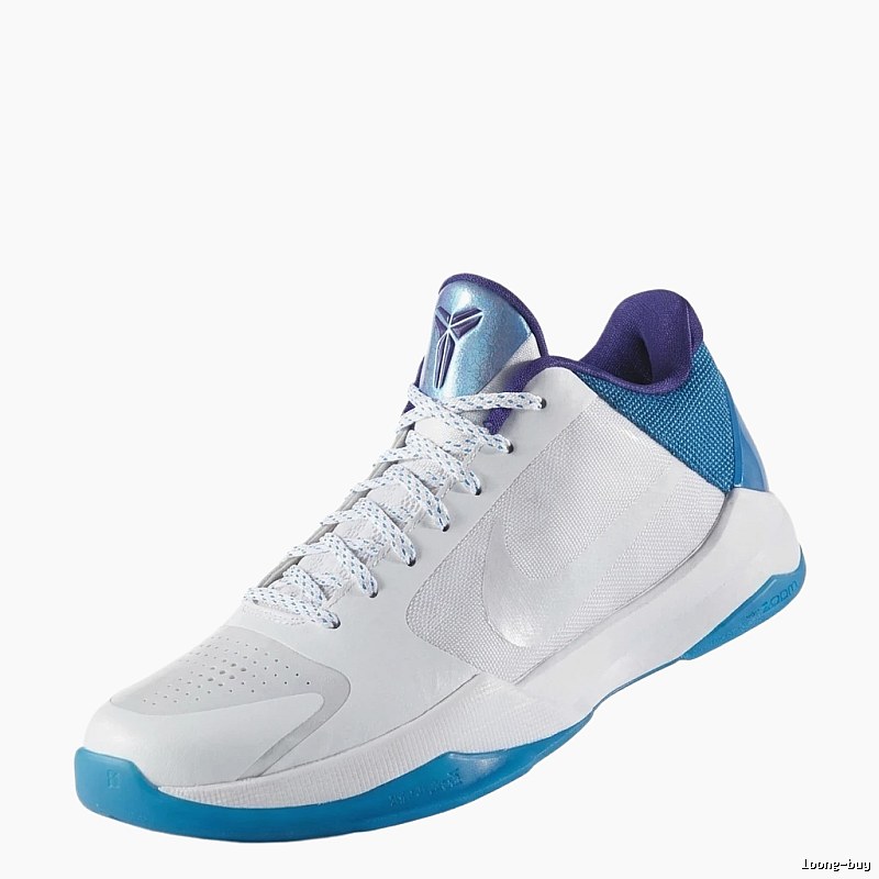 White, blue and purple color scheme for Nike basketball shoes