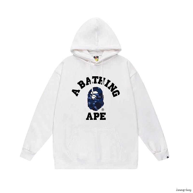White hoodie with Bape Ape Head print